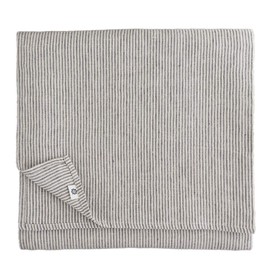 Linen & Cotton Luxury Stonewashed Tablecloth BJORN, 100% Linen - 153 x 153cm (61.2'' x 61.2''), Black/Beige Stripes