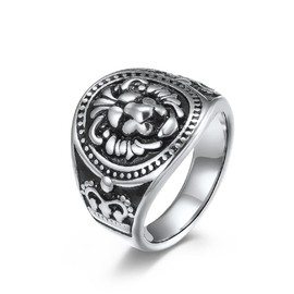 MayiaHey Lion Head Signet Ring, Nordic Viking Lion Head Ring for Men, Punk Lion Head Ring, Rock Lion Animal Jewelry, Gothic Lion Crown Ring, Hip Hop Lion Crown Ring, Roaring Lion Ring, Non-precious