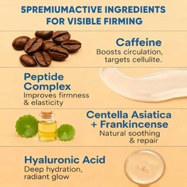 Crema para la celulitis para piernas, vientre y trasero – Gel de gelatina reafirmante con rodillo de masaje, fórmula tensora de cafeína y colágeno, su