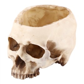 Skull Cereal Bowls for Eating Human Skull Bowl Food Safe Modern Resin Skull Shaped Head Design Candy Flower Pot Planter Container Decoration Large Flowerpot Set Props for Home Office Desk Decoration