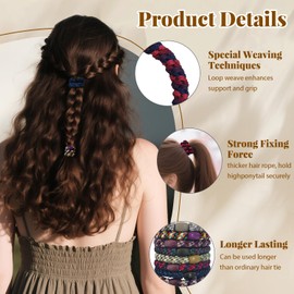 CLINTT 8 Pcs Elastic Hair Ties for Women & Girls, Cotton - Woven, Suitable for Curly or Thick Hair, Mixed Colors 2