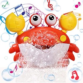 Juguetes para el Baño,Cangrejo Burbujeador para la Bañera,Hace Burbujas y Reproduce 12 Canciones Infantiles con Ventosa Fuerte,Regalo para Niños Niñas