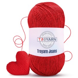60% Cotton 40% Acrylic Crochet Yarn - 1 Skien Bulk - Red, Soft Fine/Sport Yarn for Crocheting/Knitting - Ideal for Amigurumi Dolls and Baby Garments
