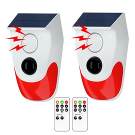 Chatthen Home Alarm System with Remote Control, Motion Sensor Outdoor, Solar Motion Sensor 120 dB 3 Modes Motion Sensor for Home, Farm, Villa, Yard, Garden, Pack of 2