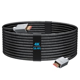 SETMSPACE Cable HDMI [material de grado industrial] Cable HDMI a HDMI 4K a 60Hz, cables HDMI trenzados duraderos, cable de 16.4 pies de largo con enchufe de una pieza de aleación de zinc, resistente a