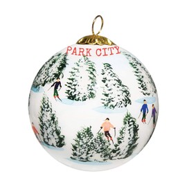 Art Studio Company - Hand Painted Christmas Ornament, Blown Glass, Hanging Tree Ornament, Holiday Decor, Park City, Skiing The Glades