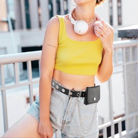 CHIC DIARY Waist Belt with Small Pocket Mini Waist Bag Women's Fashion Bum Bag Belt Bag Belt with Chain, model 1