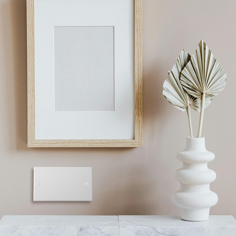 Tabanzhe 1pc Double Blanking Plate Cover 2 Gang Universal White