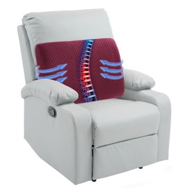 HOMBYS Lumbar Support Pillow for Recliner Chair, Memory Foam Back Support Cushion for Elderly,Extra Large Lumbar Support Pillow,Thick Backrest for Home Reading (Wine Red, 20“x13.5"x5")