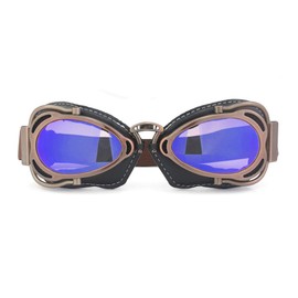 Heinmo Vintage Retro Pilot Goggles For Motorcycle Cruiser Scooter Biker Racing (Blue)