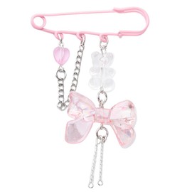 Borhmty Pink Bow Heart Brooch Pin for Women - Safety Pin Brooch Charms for Clothes