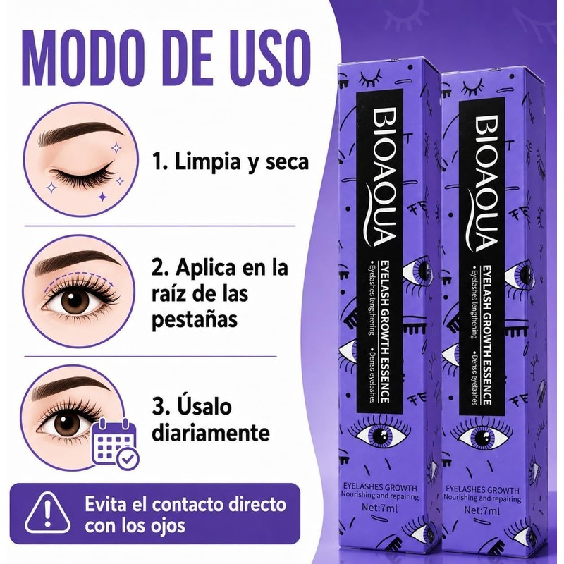 BIOAQUA Pack 2 Serum para Cejas, Pestañas, Línea del Cabello