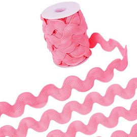 GORGECRAFT 10 Yards x 20-34mm Rick Rack Trim Bright Pink RIC Rac Ribbon Zig Zag Trim Wave Bending Fringe Trim Woven Braided Fabric Lace for DIY Sewing Crafts Wedding Clothes Gift Wrapping