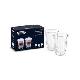 De'Longhi DeLonghi Double Walled Thermo Latte Glasses, Set of 2, 2 Count (Pack of 1), Clear, 330 milliliters