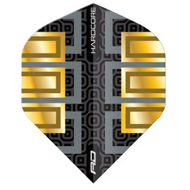 RED DRAGON Hardcore Premium Gold and Black Block Dart Flight - 3 Sets per Pack (Total 9 Dart Flights)