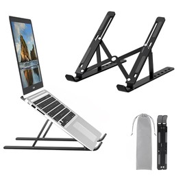 Voomy Laptop Stand, 6 Levels Laptop Stand, Height Adjustable, Foldable Laptop Stand, Tablet Stand, Notebook Stand, Compatible with MacBook, HP, Lenovo, All 9-16 Inch Laptops & Tablets, Black