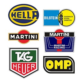 cut-it folientechnik & design MG653 / 6 x Youngtimer Sticker 6.5 cm Cult Sticker Vintage Car Racing Decoration V8 Motorsport + Extra Sticker
