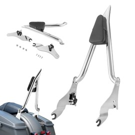 Mofun 27" Tall Passenger Backrest Sissy Bar 1.3" Fat Bar Compatible with 2009-2024 Harley Touring Street Glide Road King Electra Glide Road Glide,Chrome