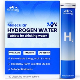 PHM Hydrogen Water Tubes, Tablets for Drinking Water - H2 Molecular Tabs | Magnesium Pills, Electrolytes Hydration Supplement to Support Healthy Aging & Energy Boost | 90 Tablets, 3 Months Supply