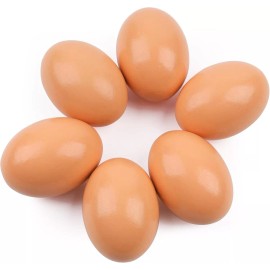 Fake Nest Eggs Wooden Brown Easter Eggs for Craft Get Hens to Lay Eggs 6Pcs