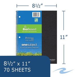 Roaring Spring Case of 24, Environotes Recycled One Subject Spiral Notebook, Heavyweight College Ruled BioBase Paper, 11" x 8.5" 70 Sheets, Assorted Earthtone Covers