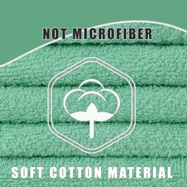 Textila Terry Wash Cloths – Pack of 10, Aqua Green12x12 Inches – Soft, Absorbent & Multipurpose Cotton Washcloths for Face, Hand, Bath, Kitchen, Spa, Gym & Hotel Use
