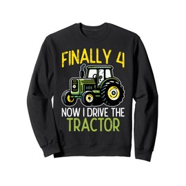 Finally 4 Now I Drive Tractor 4th Birthday Farm Boys Kids Sweatshirt