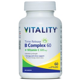 VITALITY VITALITY Time Release Vitamin B Complex + C 600 mg | 60 Tablets (60 Days)