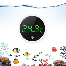 OQIMAX Digital Aquarium Thermometer, Mini Aquarium Thermometer for All Aquarium Sizes, LED Digital Display and High Precision, Touch Wake-Up, Wireless Water Thermometer for Freshwater Marine Aquariums