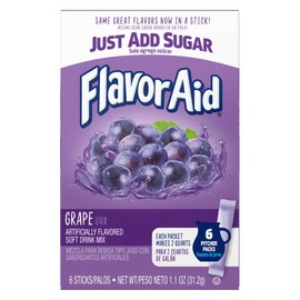 SINGLES TO GO! FlavorAid Aguas Frescas, Grape Flavor, Powdered Drink Mix, 6 Sticks Per Box, Each Stick Makes 2 Quarts Pitcher Packs and Great Flavors (Pack of 3)