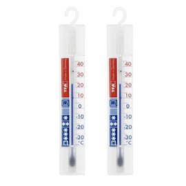 TFA Dostmann Termometro analogico da frigorifero, set da 2, 95.1034, frigorifero, congelatore, con zone di raffreddamento, Made in Germany, monitoraggio della temperatura, bianco