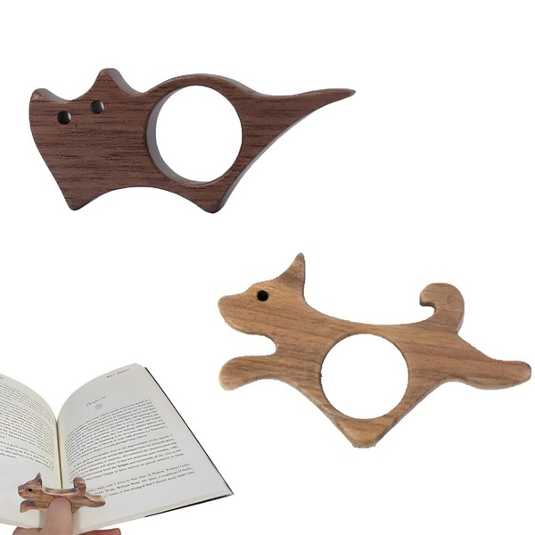 2 Pcs Book Page Holder, Thumb Book Page Holder, Walnut