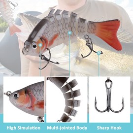 Multi Jointed Swimbaits Segmented Fishing Bait Sinking Lures Kit with Fishing Hooks Fishing Gift for Bass, Trout, Walleye, Pike, Salmon, Crappie