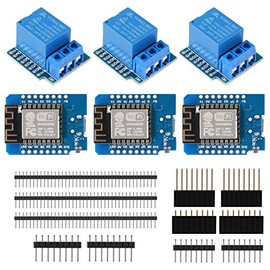 DORHEA ESP8266 ESP-12 NodeMcu Mini D1 Module WeMos Lua 4M Bytes WLAN WiFi Internet Development Board + Relay Shield + 2.54mm 40Pin Single Row Male Pin Header for Ardu ino Home Automation - 3Set