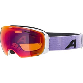 ALPINA GRANBY Q-LITE Mirrored, Contrast-Enhancing Ski Goggles with 100% UV Protection for Adults, White-Lilac Matt, One Size
