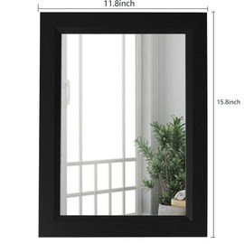 ZYGNHMO Rustic Black Bathroom Mirror, 11.8x15.8 Inch Wooden Frame Rectangle Wall Mirror, Hanging Horizontally or Vertically, Suitable for Living Room Bathroom Bedroom Entryway