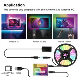 Gaming LED Strip Lights 9.84ft with CH1 Connectors Screen Sync RGB Backlight for 32–43 Inch PC Monitor & TV Music Sync LED Light Bar Works with Windows & Android TV Box BPSK2