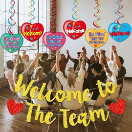 Gold Glittery Welcome To The Team Banner And Welcome Sign Hanging Decorations New Employee Welcome Banner Welcome Decorations for Office Party