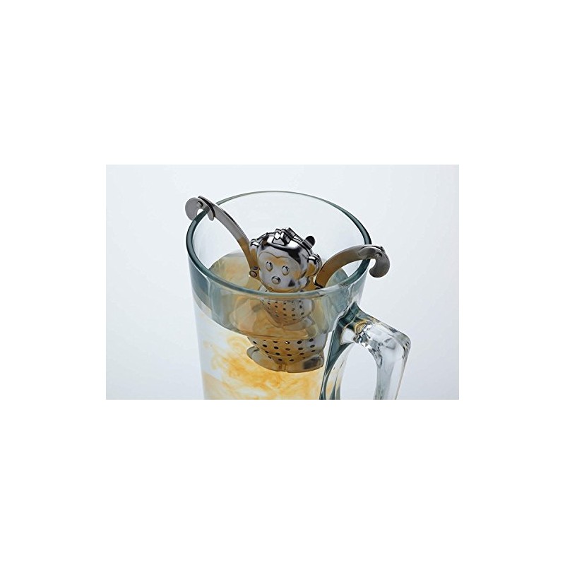 KitchenCraft Le'Xpress Loose Tea Infuser with Drip Tray, Monkey-Shaped, Stainless