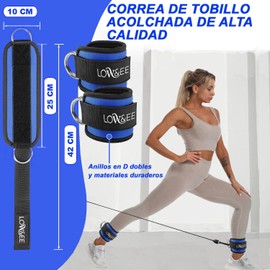 LOW&EE® 2 Pack Ankle Strap Pulleys Gym - Ankle Brace for Pulley Padded for Women and Men - Gym Ankle Strap for Cable Machine Fitness and Gym (Blue)