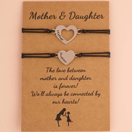 YangQian Mother Daughter Bracelets Set for 2 Matching Bracelets for Mom and Daughter Gift from Mom Daughter Heart Bracelets for Women