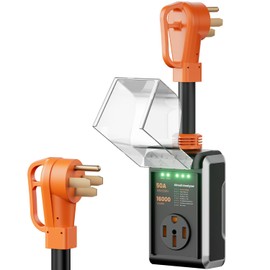 CRTBETLIF 50 Amp Surge Protector for RV, 2025 Upgraded 16000J Surge Protection RV Circuit Analyzer, RV Surge Voltage Protector with Waterproof Cover, RV Plug Adapter for Camper, Travel Trailers