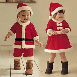 Limspace Santa Claus Children's Santa Cosplay Christmas Costume, Boys and Girls, One-Piece Christmas Hat, Christmas Stickers, 3-piece Set, 80-110, Baby, Kigurumi, Kids Santa Costume, Santa Clothing,