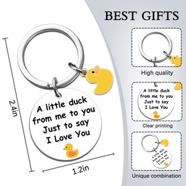 MOEXUKO Duck Keychain I Love You Gifts for Her Him Couple Gifts Long Distance Relationship Gift Anniversary Sweetest Day Christmas Valentines Day Gift Couple Keyring