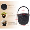 Prudance Small Woven Cotton Basket with Sparkly Gold Sequins, 6"x5",Black