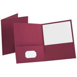 Oxford Twin-Pocket Folders, Textured Paper, Letter Size, Burgundy, Holds 100 Sheets, Box of 25 (57557)