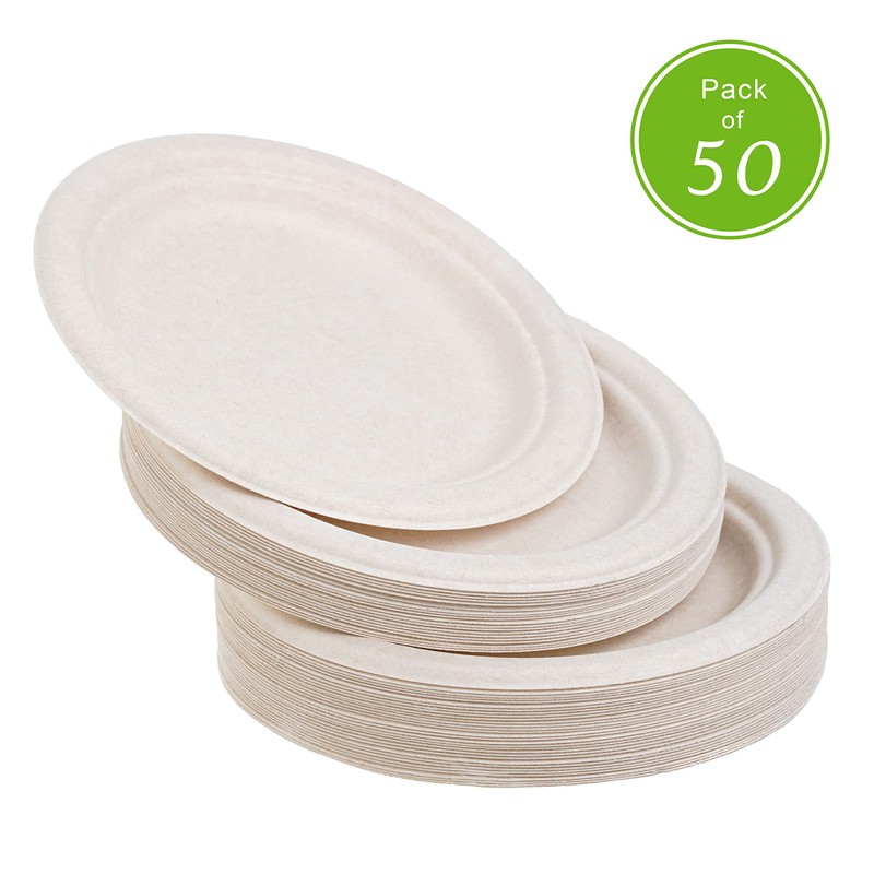 STACKABLES ~ 50 Pack Natural Colored Biodegradable Bagasse 7 inch