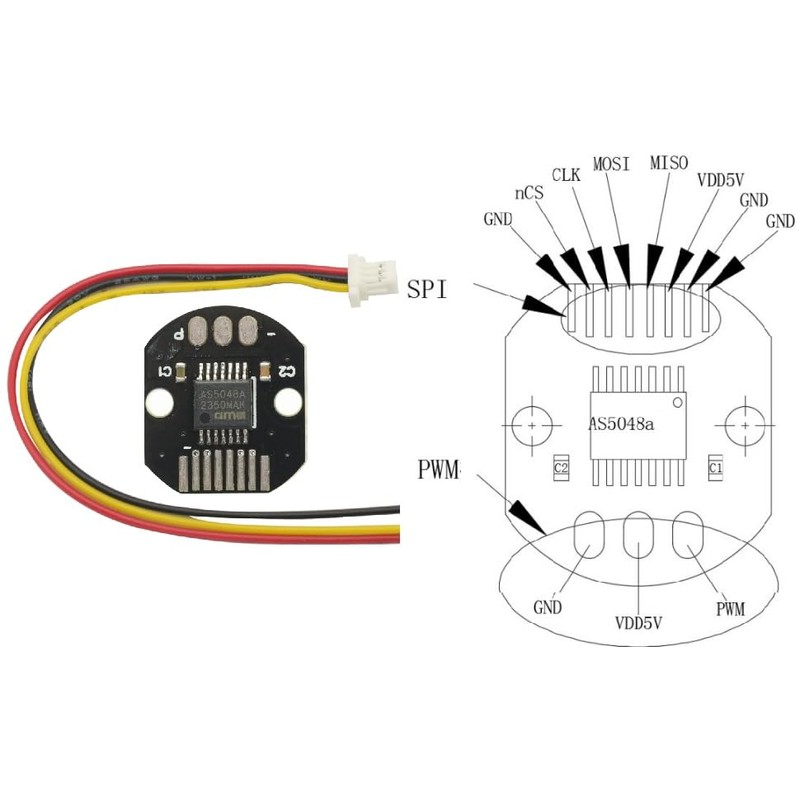 AS5048A Magnetic Encoder PWM and SPI Interface 14bit High Precision