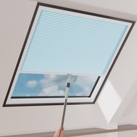 MYshade Cordless Skylight Shades Light Filtering Cellular Honeycomb Blinds for Roof Inclined Plane & Room Windows - Custom Size Light Filtering Room Darkening Shades, Easy Installation (Light Blue)