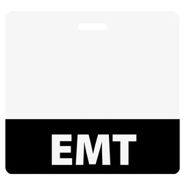 EMT Badge Buddy Emergency Medical TechnicianHorizontal Black Heavy Duty 1 Pc - Spill & Tear Proof - Double Sided Made in USA